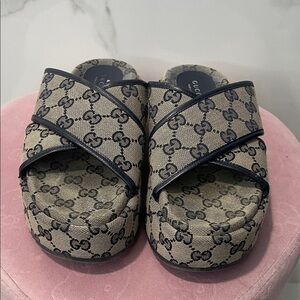 Gucci Monogram platform sandals
